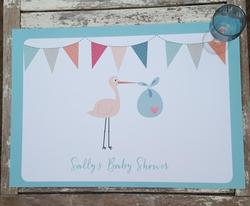 Personalised Paper Placemats Stork Baby Shower