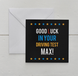 Personalised Good Luck in your Driving Test Card.