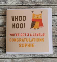 Personalised Owls Congratulations Card GCSES, A Levels, Degree, Exams